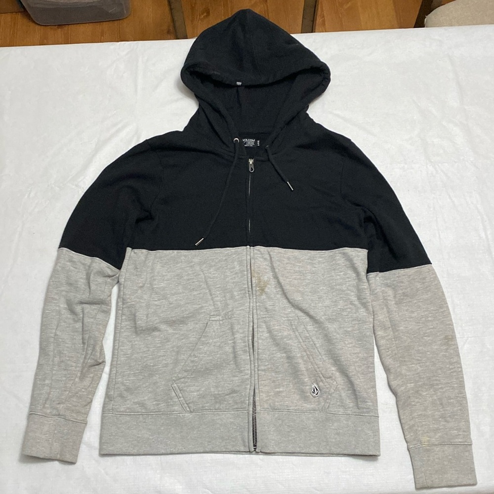 Black & grey zip up volcom jacket size medium